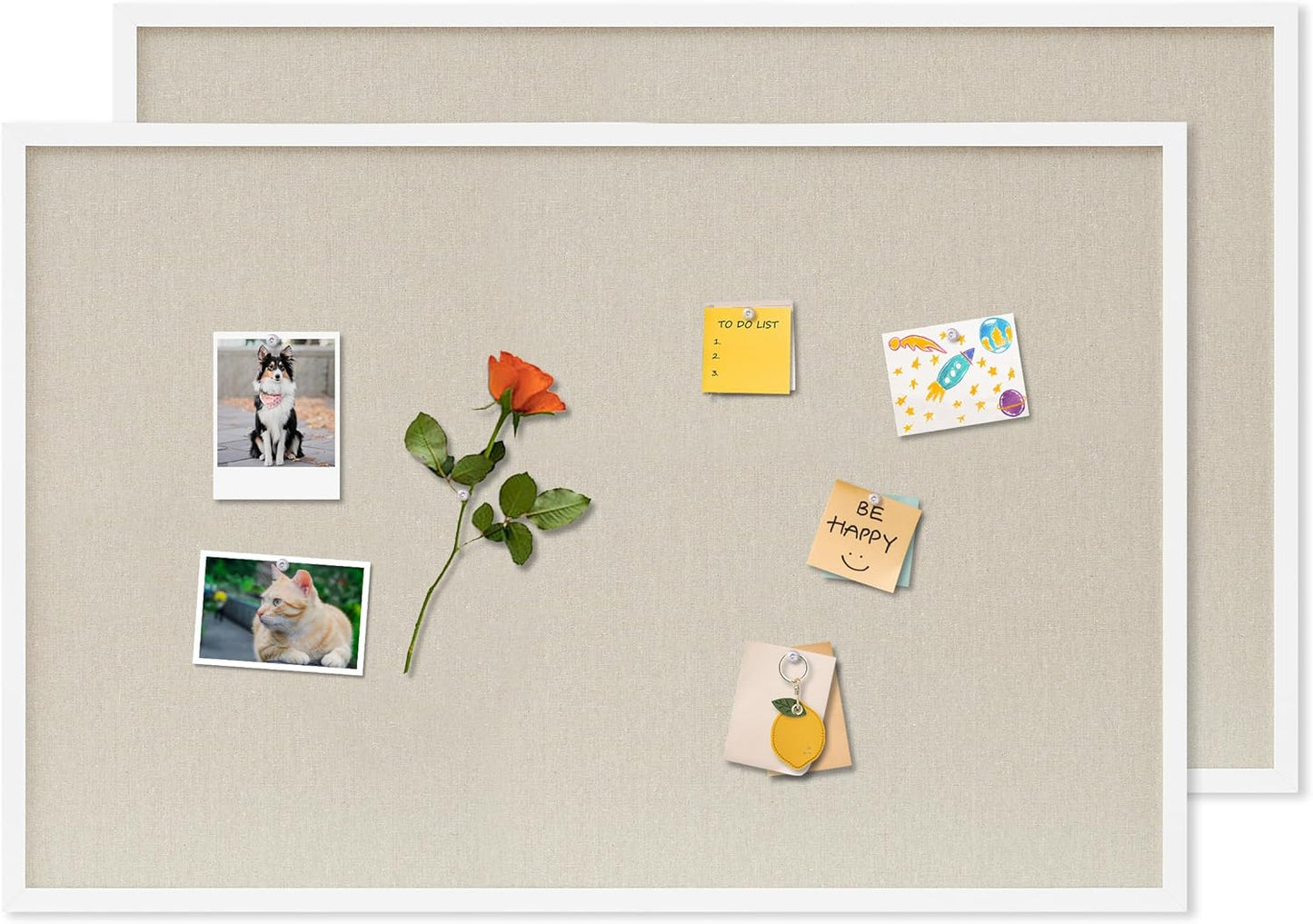 Cork Board with Linen White 2Pack for Home Office and School