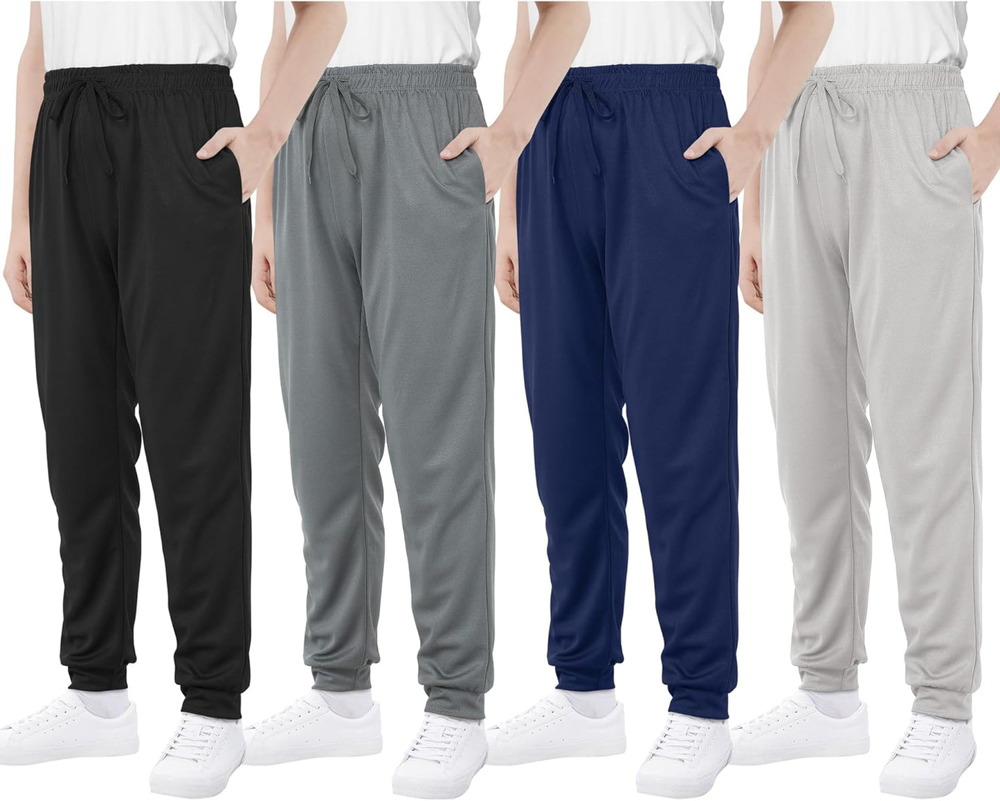 Boys' Mesh Athletic Pants 4-Pack for Active Kids by Resinta