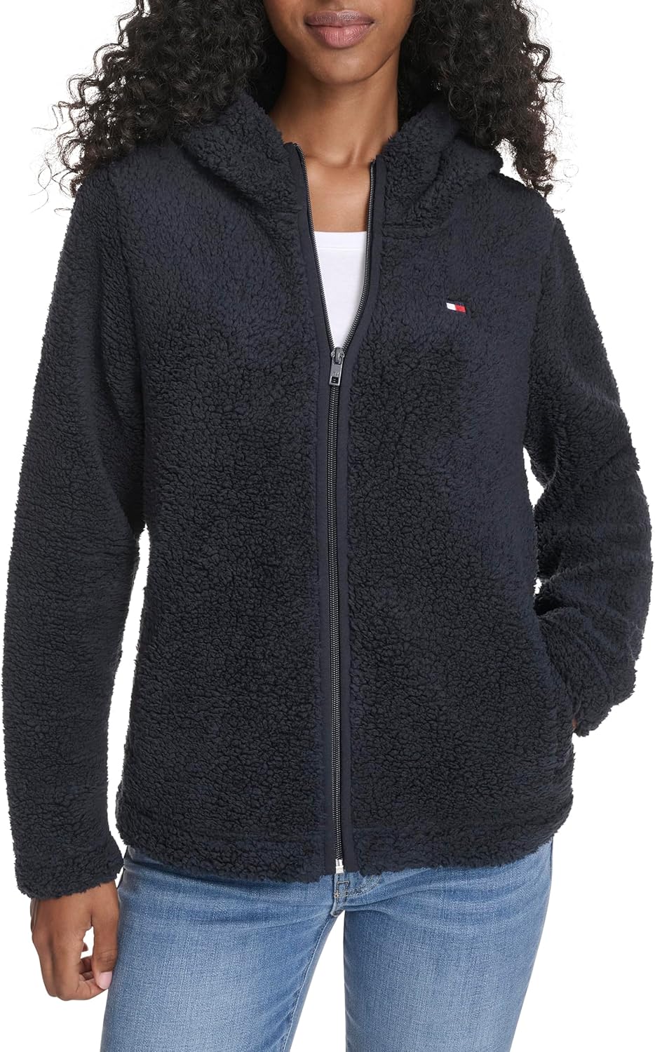 Tommy Hilfiger Womens Zipper Hoodie Sherpa Fuzzy Jacket Review