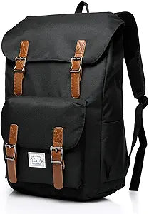 VASCHY Casual Travel Backpack with 15.6in Laptop Sleeve Black