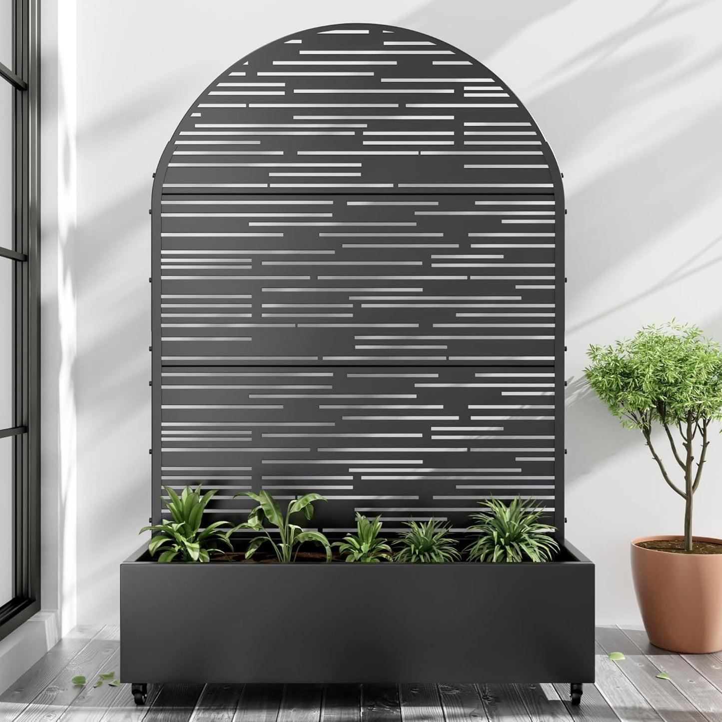 Casaphoria Metal Raised Garden Bed with Trellis and Wheels