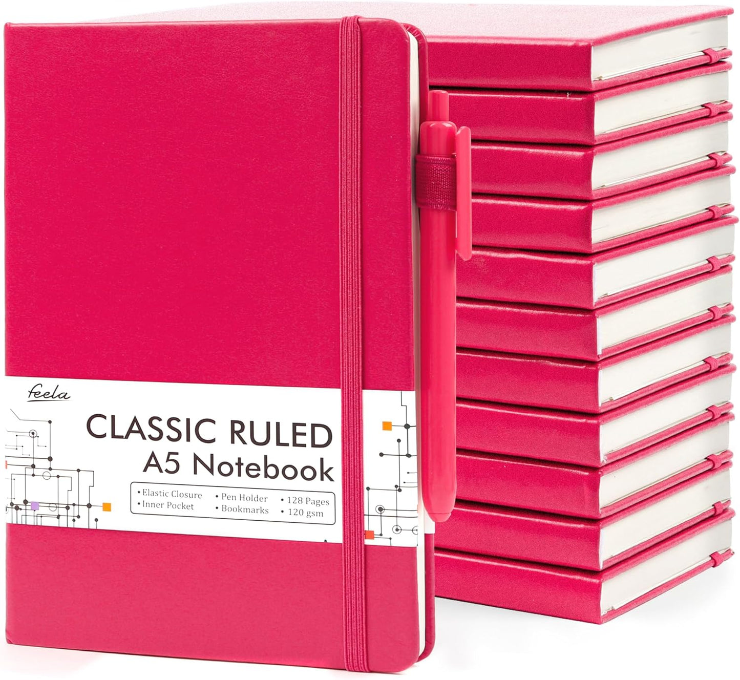 Feela 12 Pack Notebooks with Pens for School and Business Use
