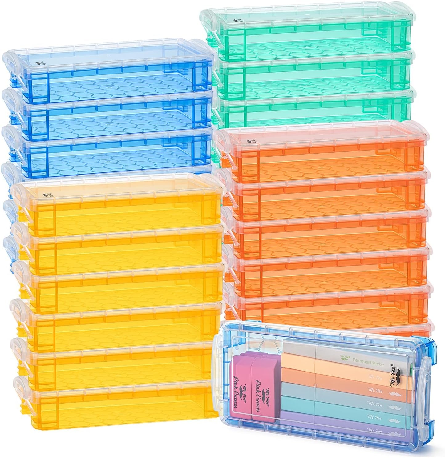 Mr. Pen Pencil Box Set - 24 Colorful Storage Cases for Organization