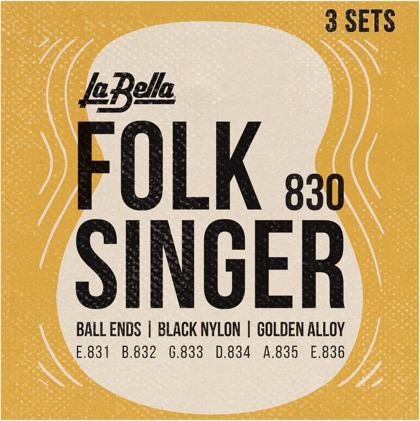 La Bella 830 Folksinger Medium Classical Guitar Strings Pack of 3