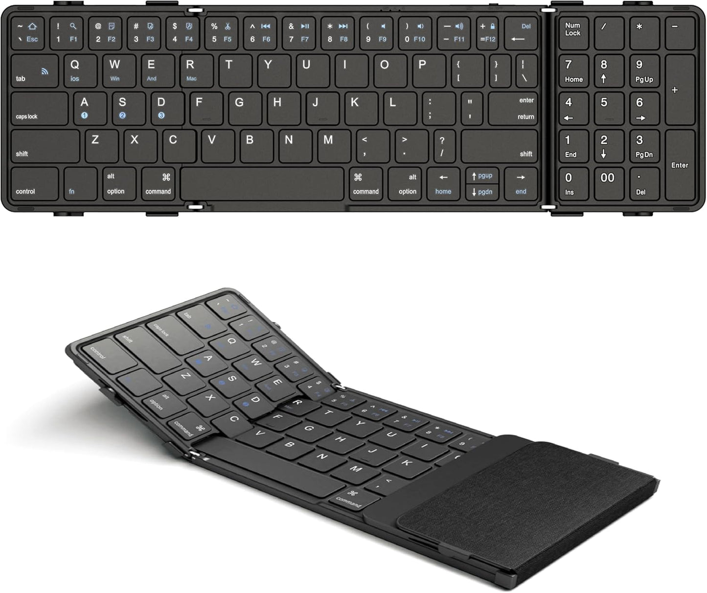 Blesid Foldable Keyboard: Ultra Light, Full Size with Number pad