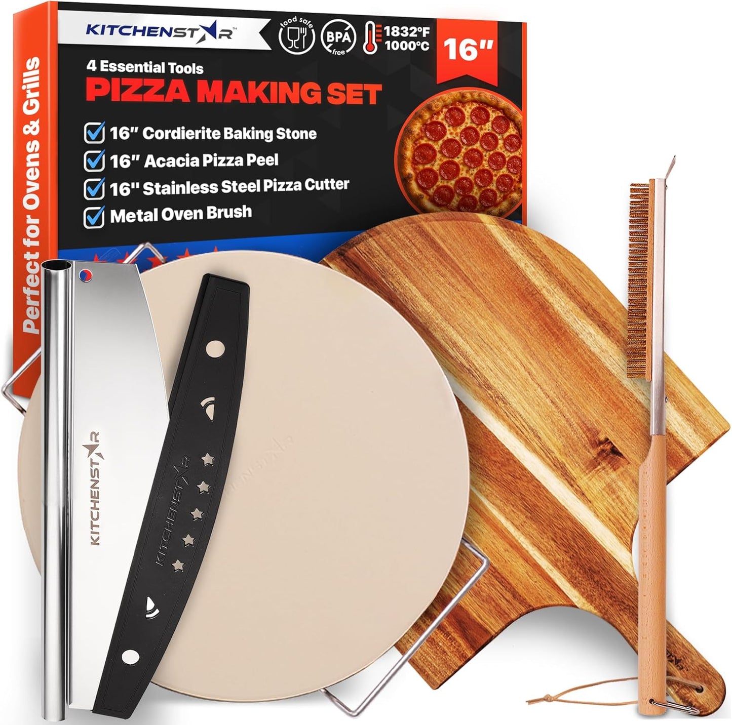 KitchenStar 16-inch Pizza Making Set for Perfect Homemade Pizzas