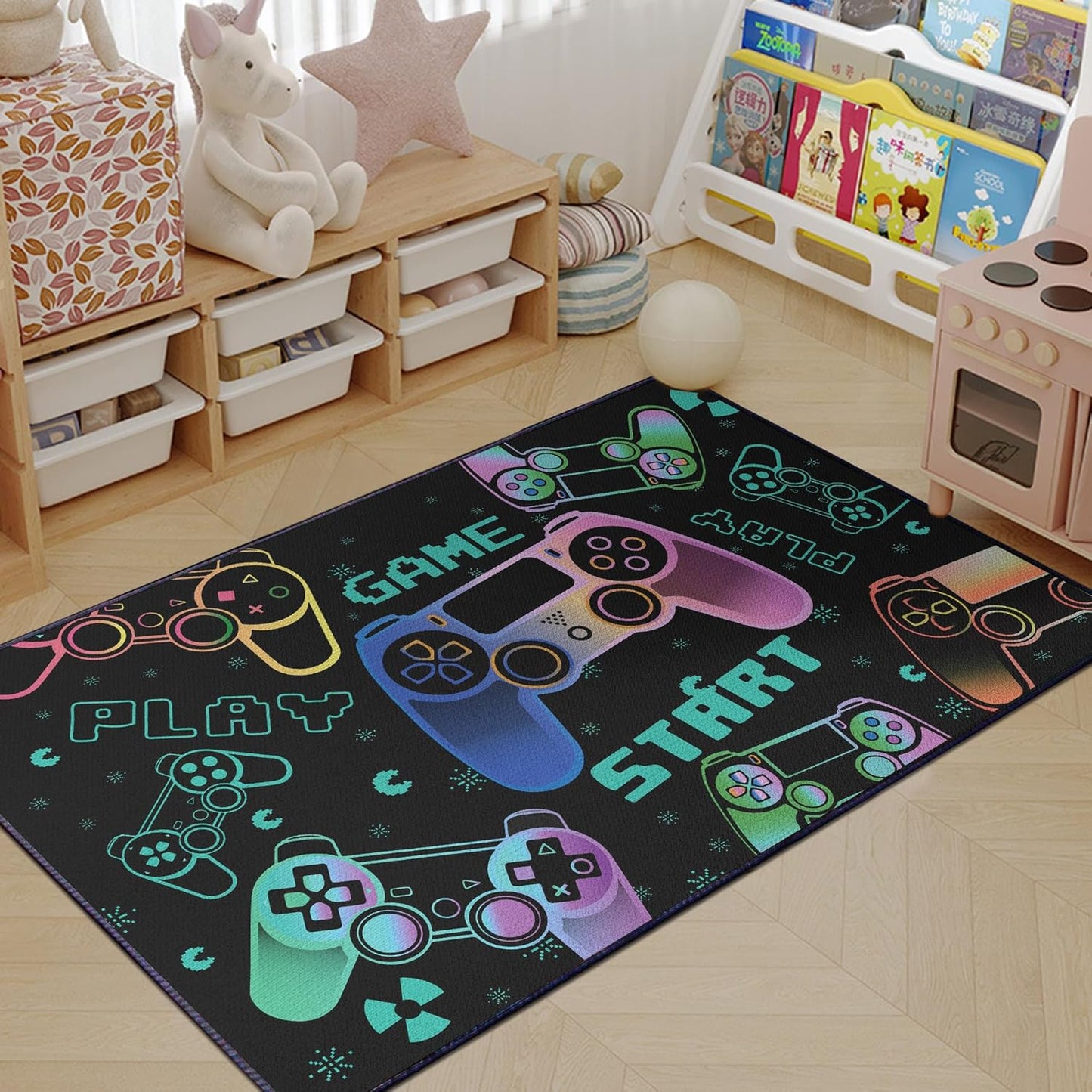 Game On: Washable Gamer Mat 59x39 for Boys Room
