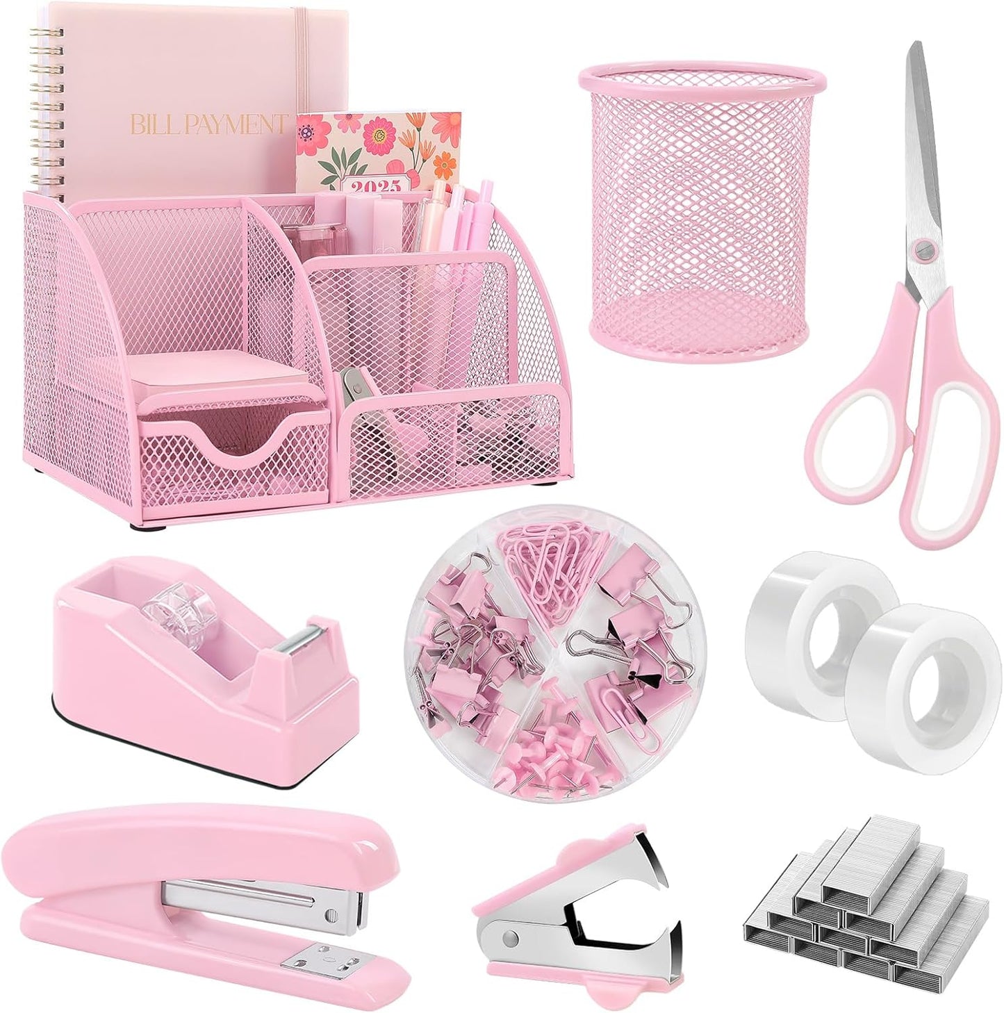 Pink Desk Organizer Set for Stylish Women