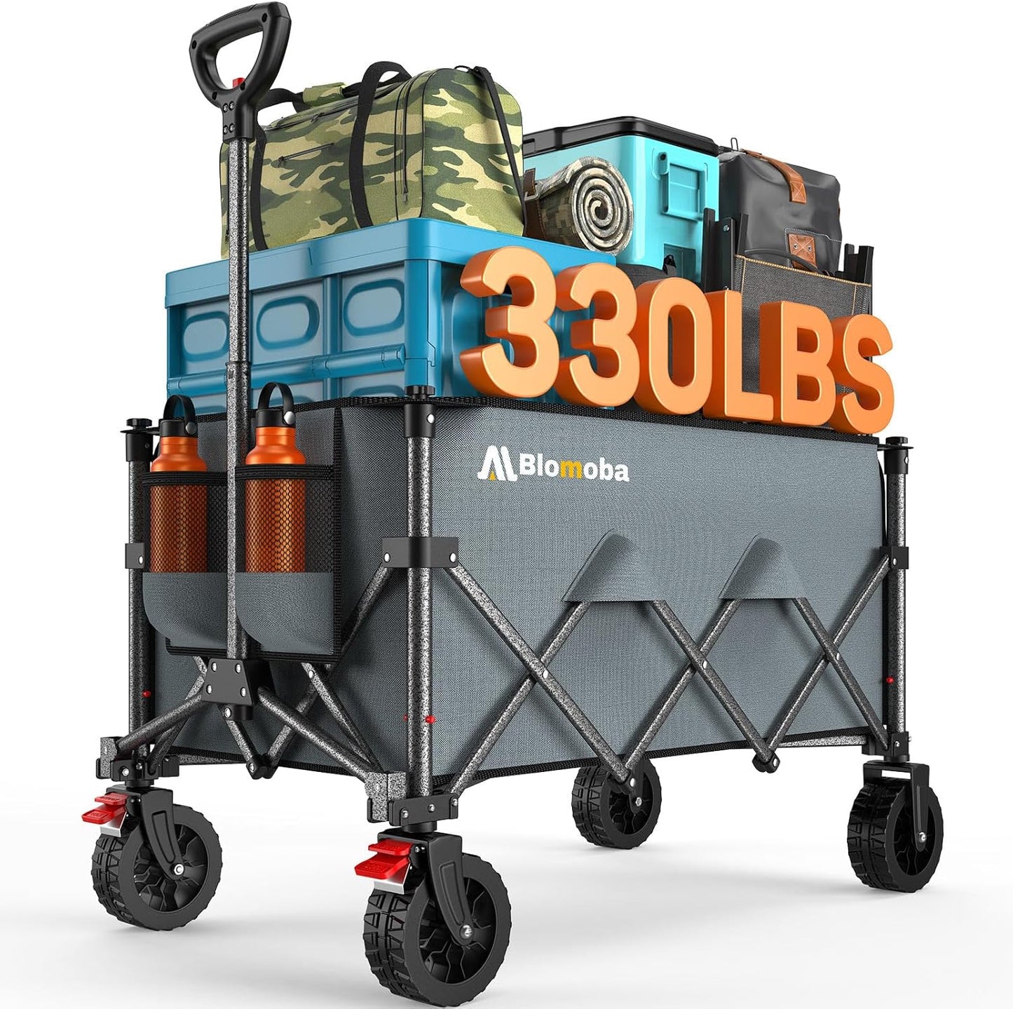 Collapsible Wagon Cart with Wider Wheels for Heavy Duty Use