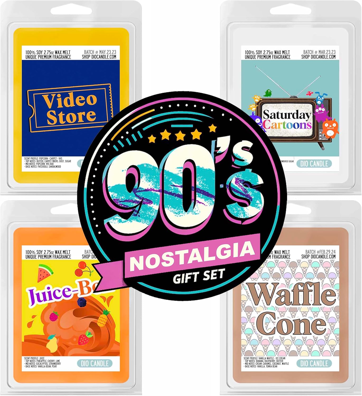 90fts Nostalgia 4 Pack Scented Candles Gift Set for Everyone