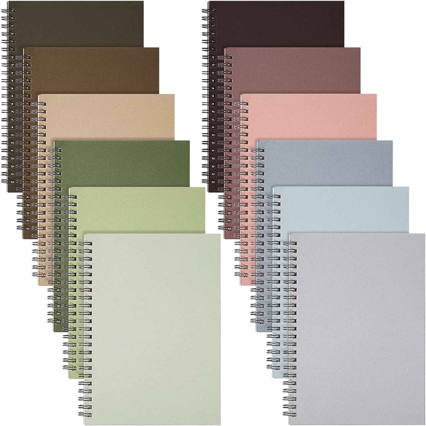 Fuutreo 12 Pcs College-Ruled Spiral Notebooks - Morandi Colors