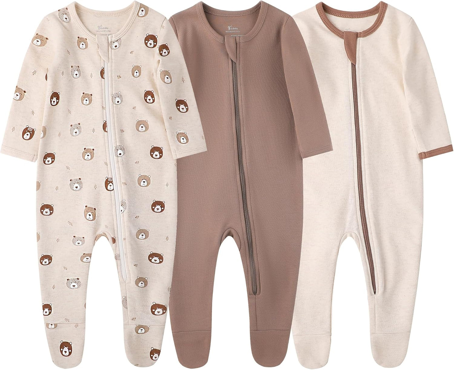 O2 BABY Organic Cotton Zip-Front Sleeper Pajamas for Babies
