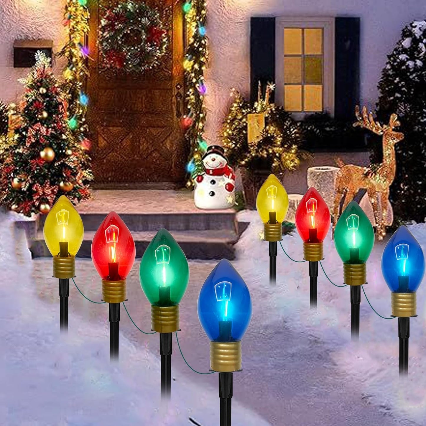 Jumbo C9 Christmas Pathway Lights for Outdoor Holiday Decor