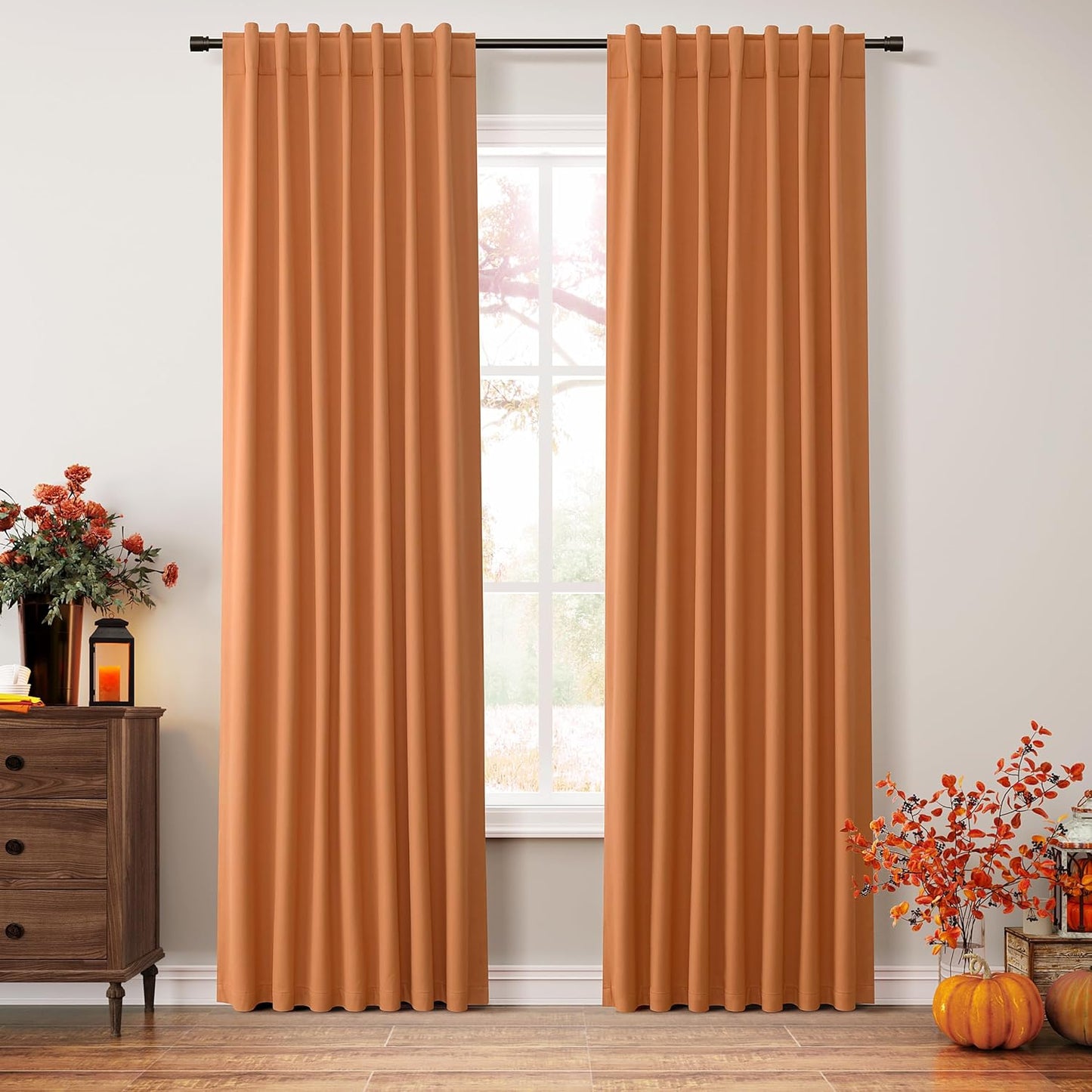 Guken Halloween Orange Blackout Curtains for Cozy Living Spaces