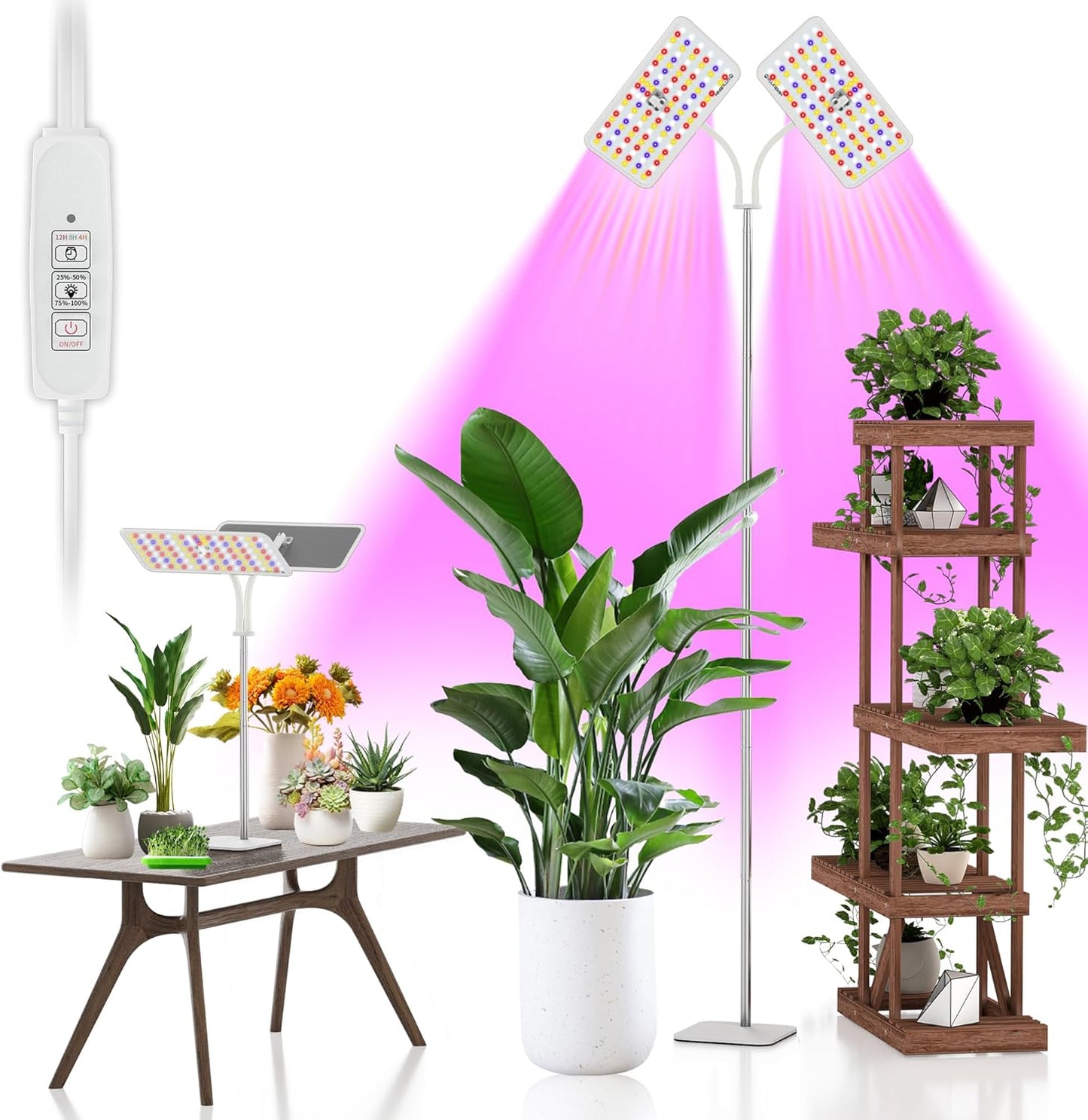 KINGPLUS Full Spectrum LED Grow Light with Adjustable Stand