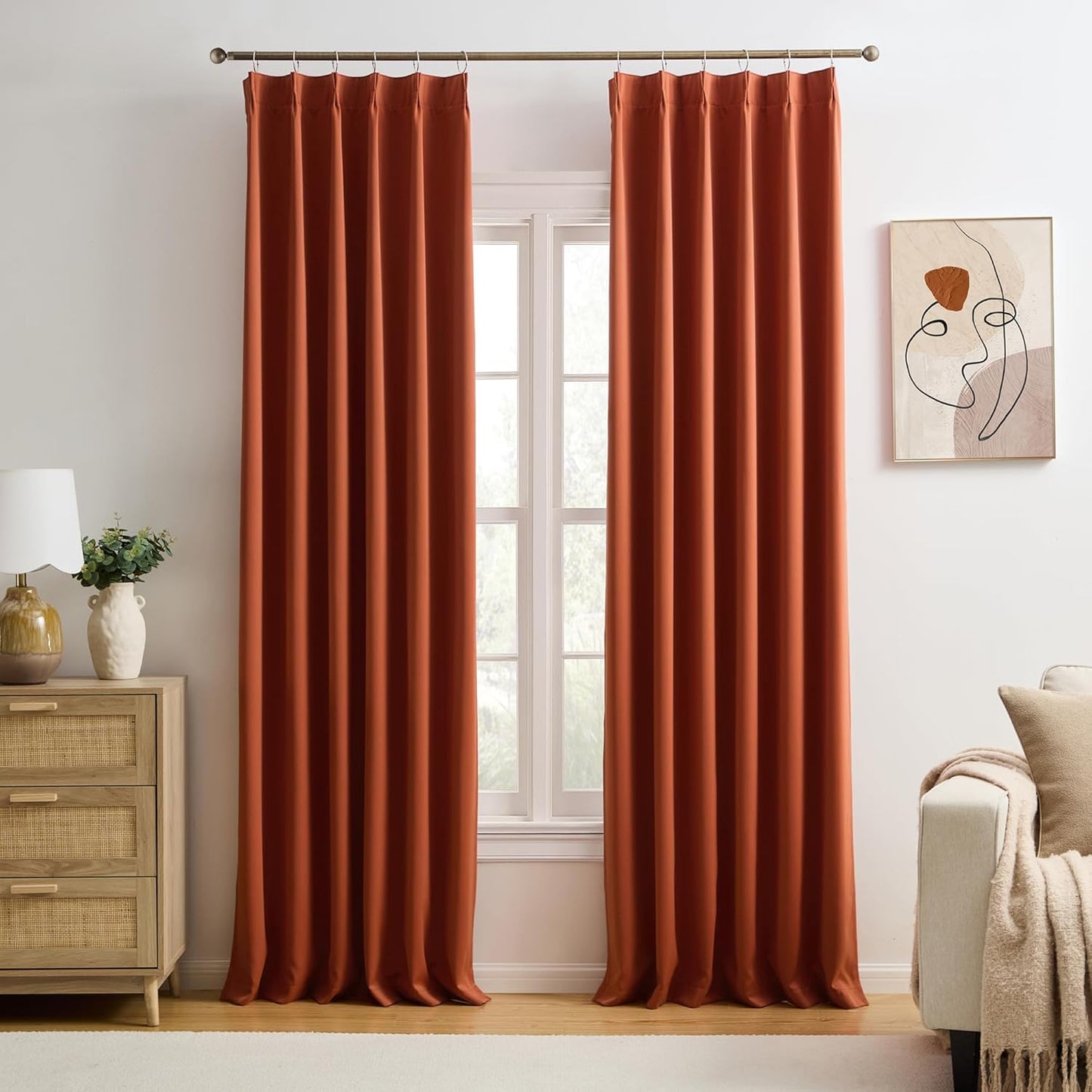 Extra Long Pleated Curtains 108 Inches for Rustic Decor