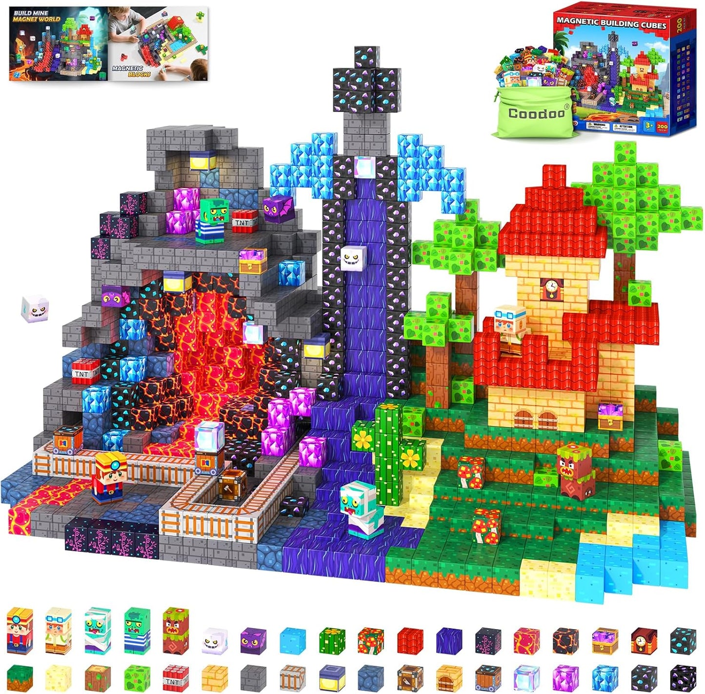 200 PCS Magnetic Blocks for Creative Building Fun for Kids