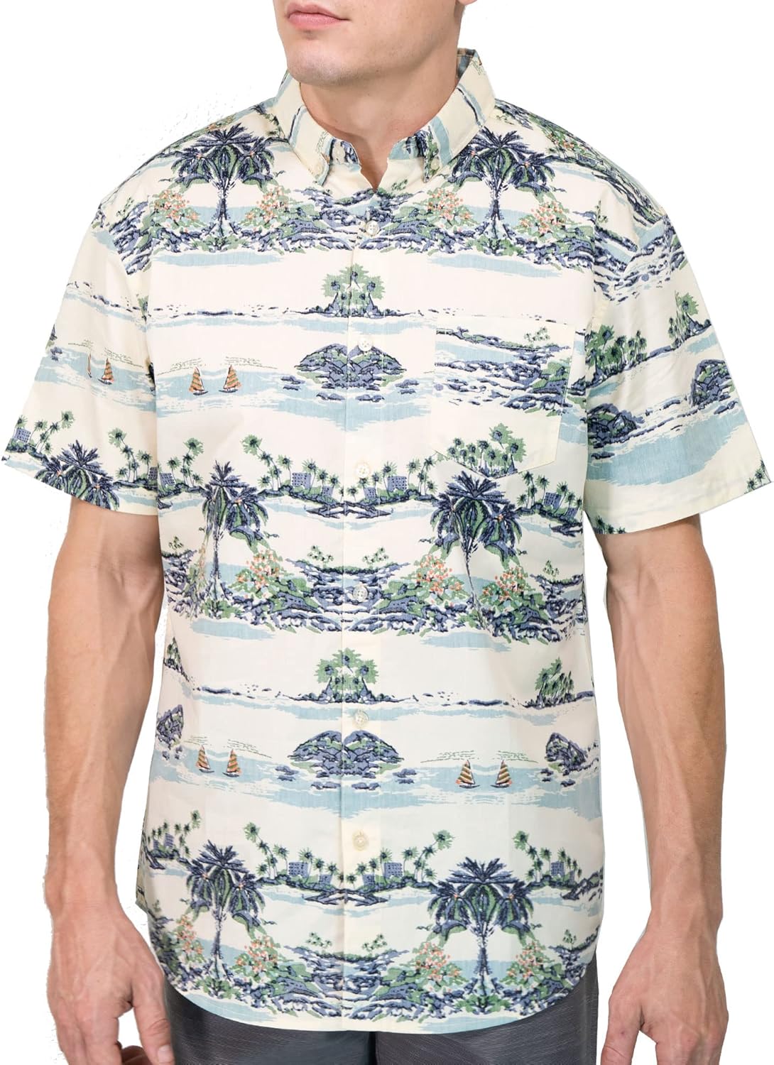 Mens Short Sleeve Button Down Novelty Print Shirts for Summer
