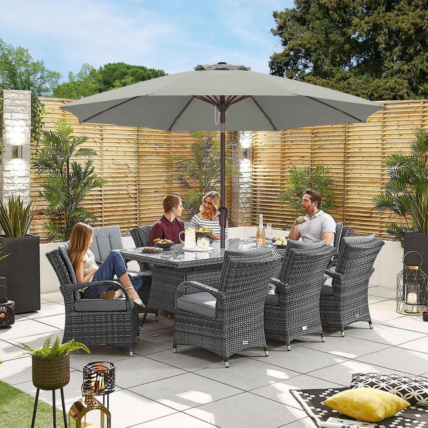 9FT Outdoor Patio Umbrella with Crank for Easy Set Up