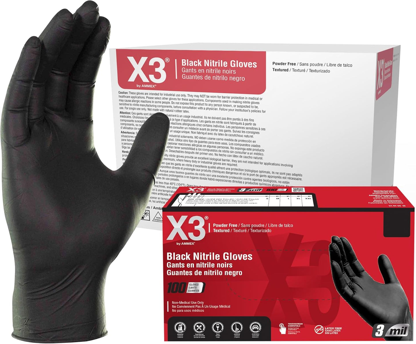 X3 Black Nitrile Disposable Gloves for Food Safety and Comfort