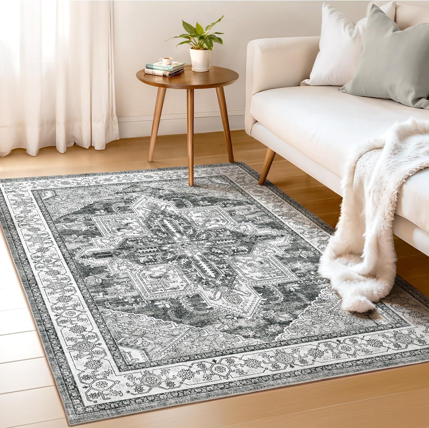 WITSHOCK 4x6 Living Room Area Rug: Soft Non-Slip Washable Carpet