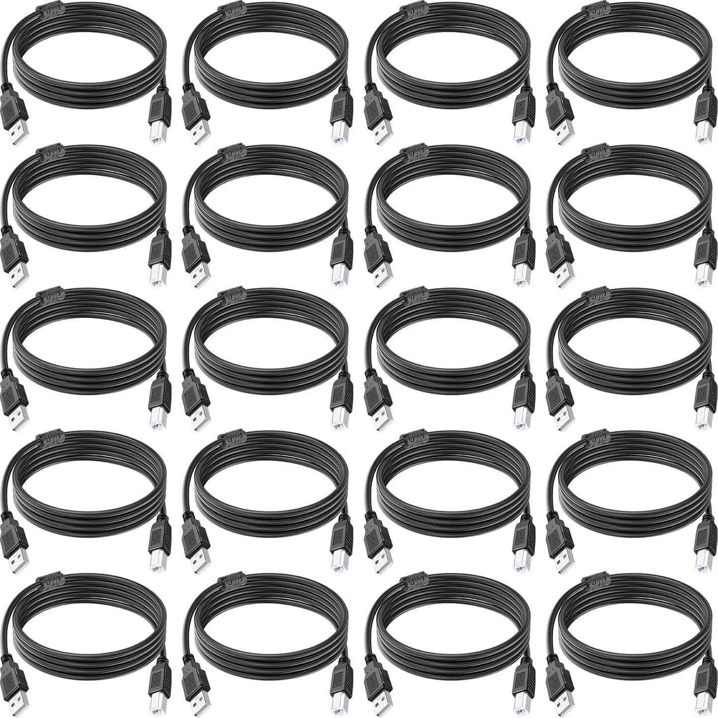 20 Pack USB Printer Cable 6FT High-Speed USB A to B Cables