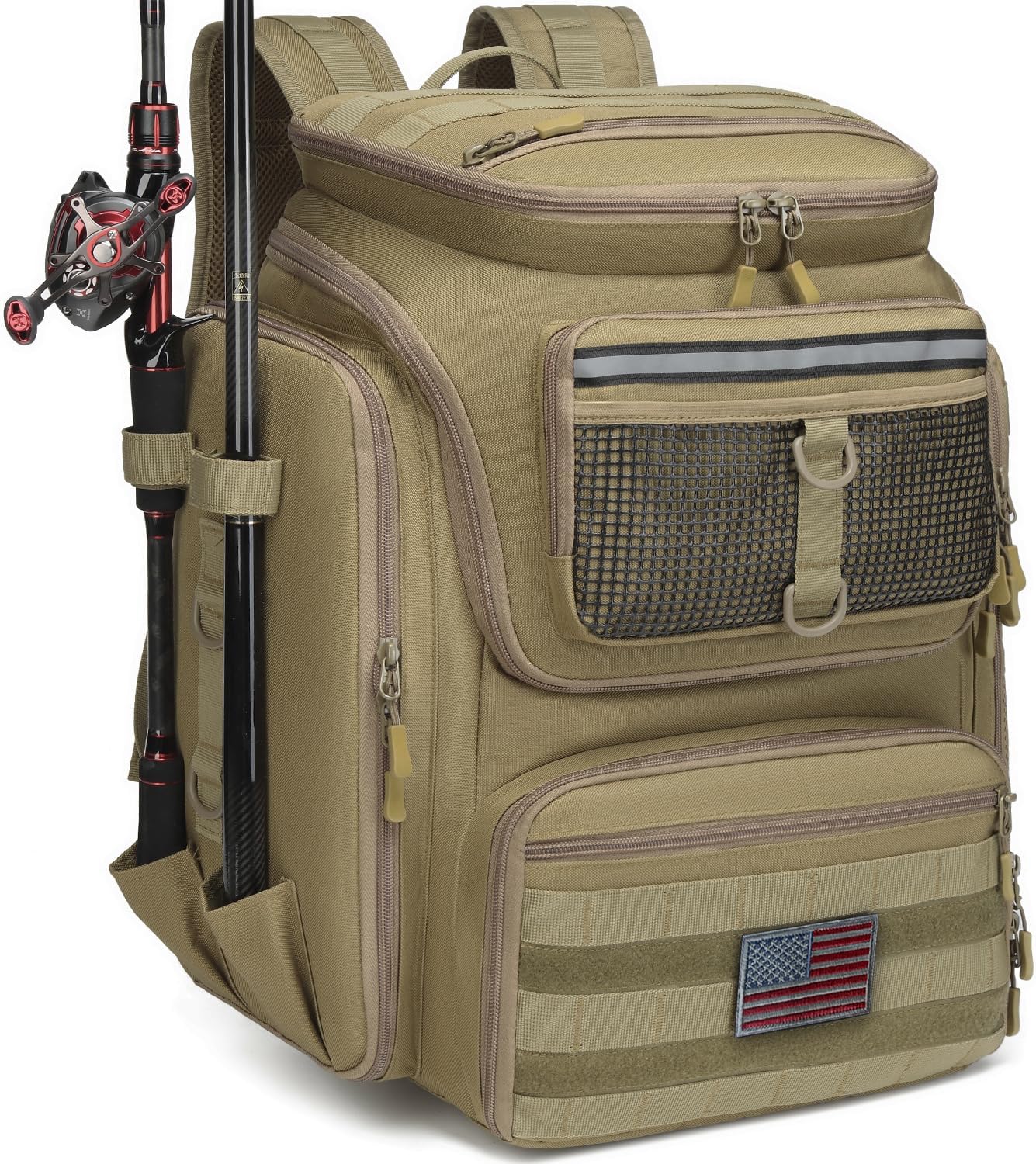 Waterproof 40L Fishing Backpack with Rod Holders by HAMBOLY