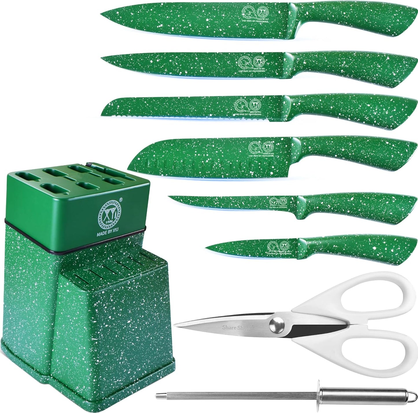 XYJ Professional Chef Knife Block Set for Kitchen Cooking
