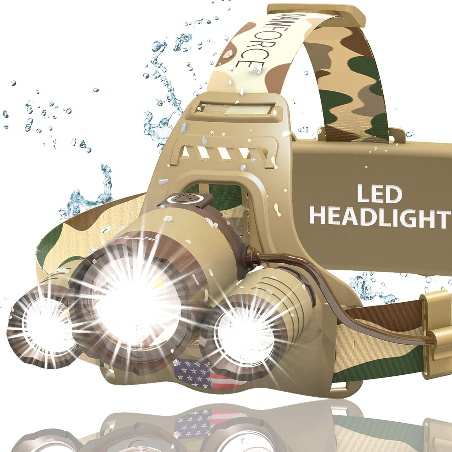 DanForce Camo Headlamp: Tactical Hunting & Fishing Light