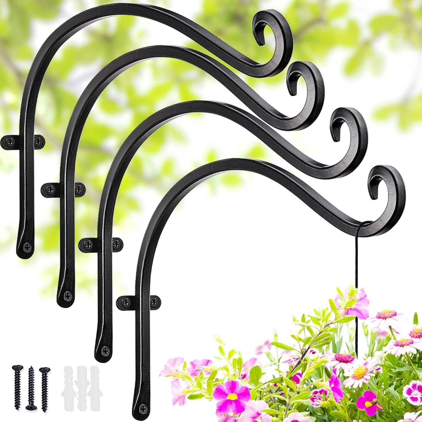 Hanging Plant Brackets Outdoor: 12-Inch Heavy-Duty Hooks
