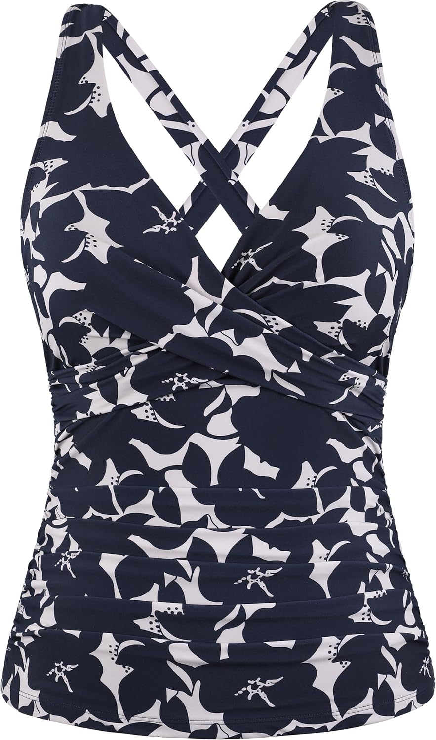 Hilor Women's Underwire Tankini Top with Tummy Control Design