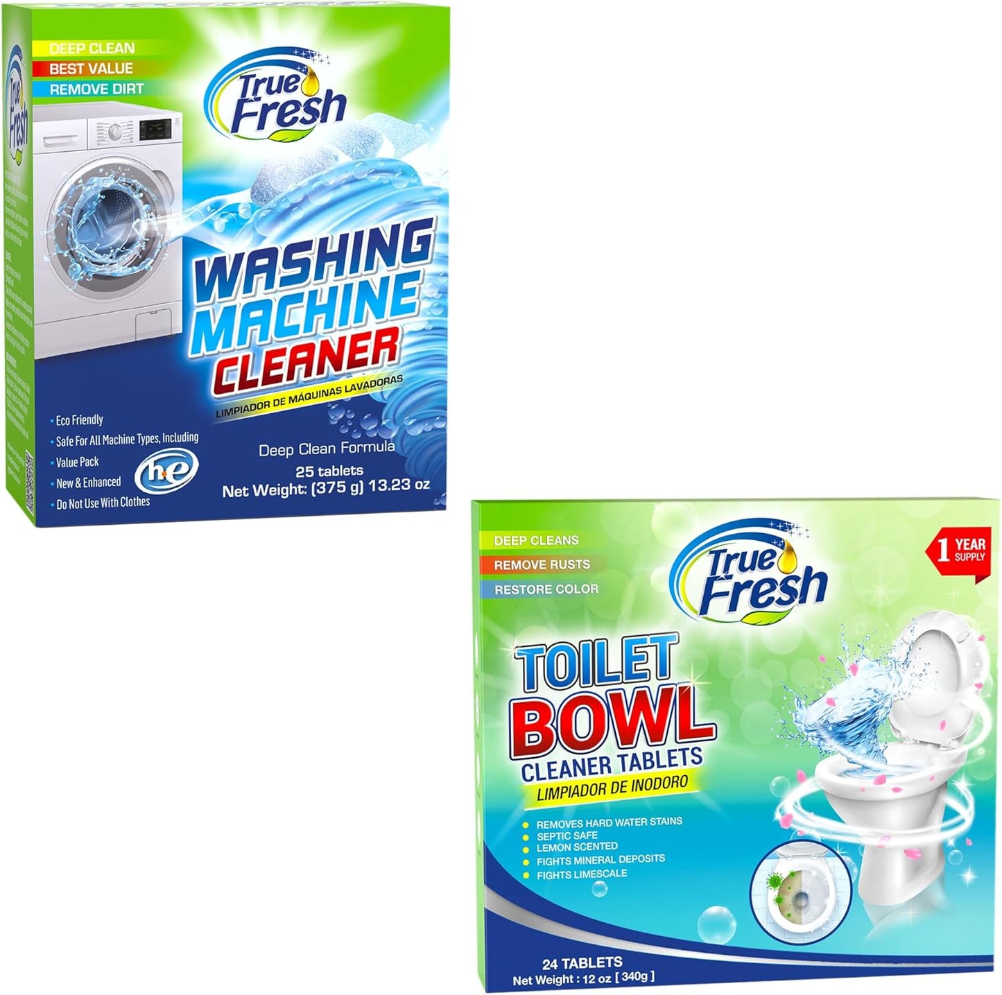 2-in-1 Washer & Toilet Cleaner Tabs - 49 Pack