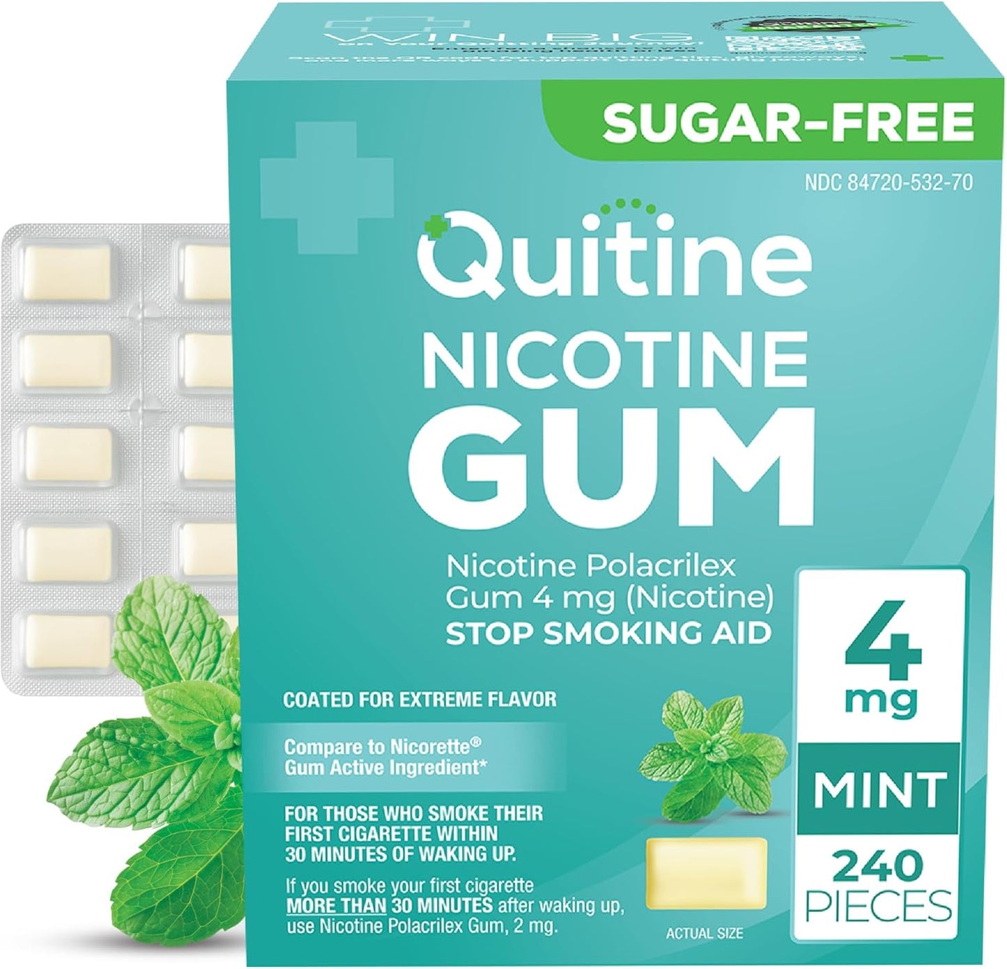 Quitine Nicotine Gum 4mg Mint Flavor for Effective Smoking Cessation