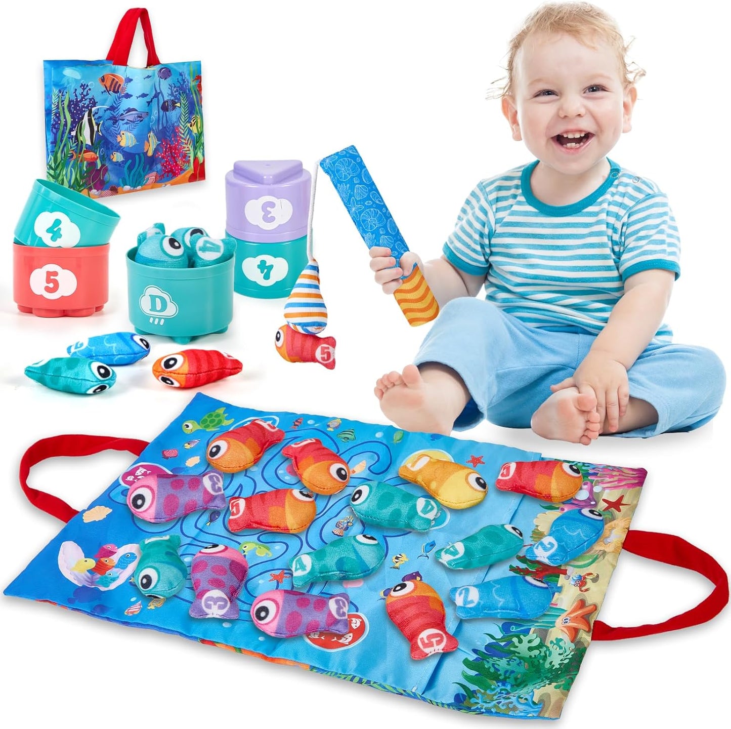 Montessori Fish Toy Set for Toddler Skill Development