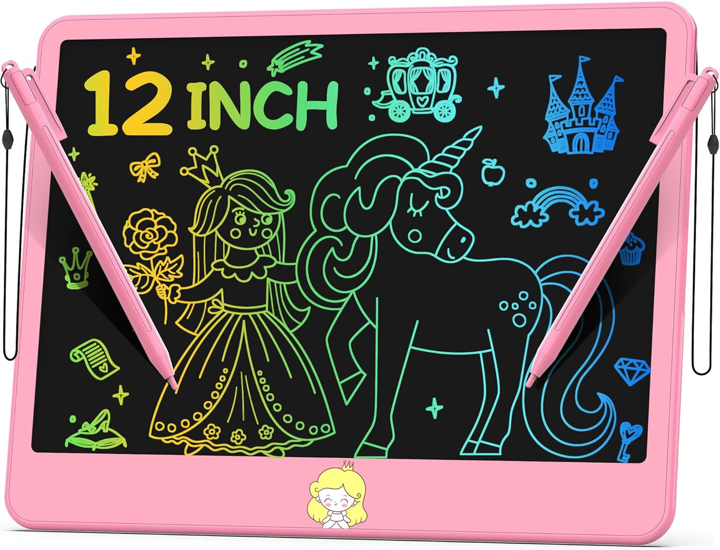 12 LCD Kid's Drawing Tablet - Portable Doodle Board - Pink