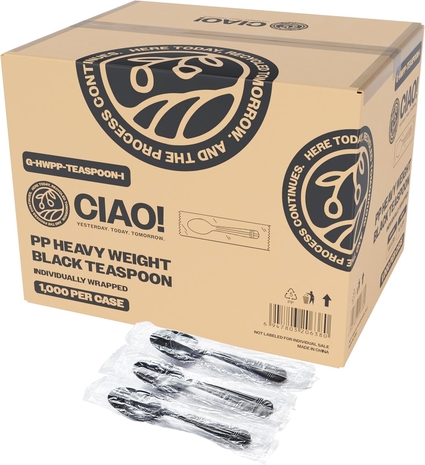 CIAO! 6.3 in Black Teaspoon Heavy Weight Polypropylene Case