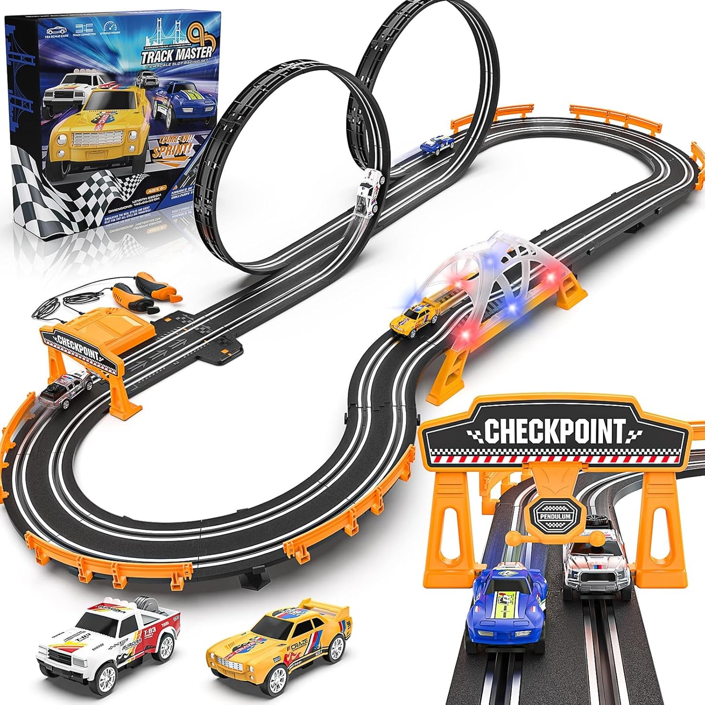Slot Car Race Track Sets for Boys with High-Speed Cars Fun