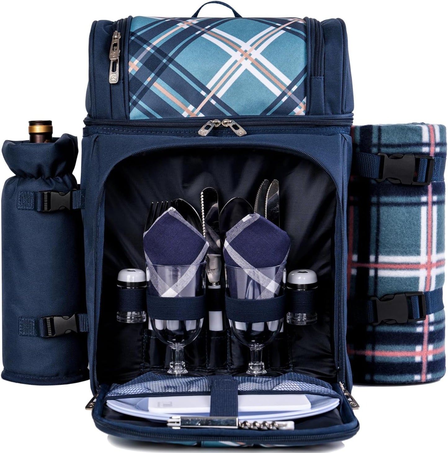 ALLCAMP 2-Person Picnic Backpack with Insulated Cooler & Blanket