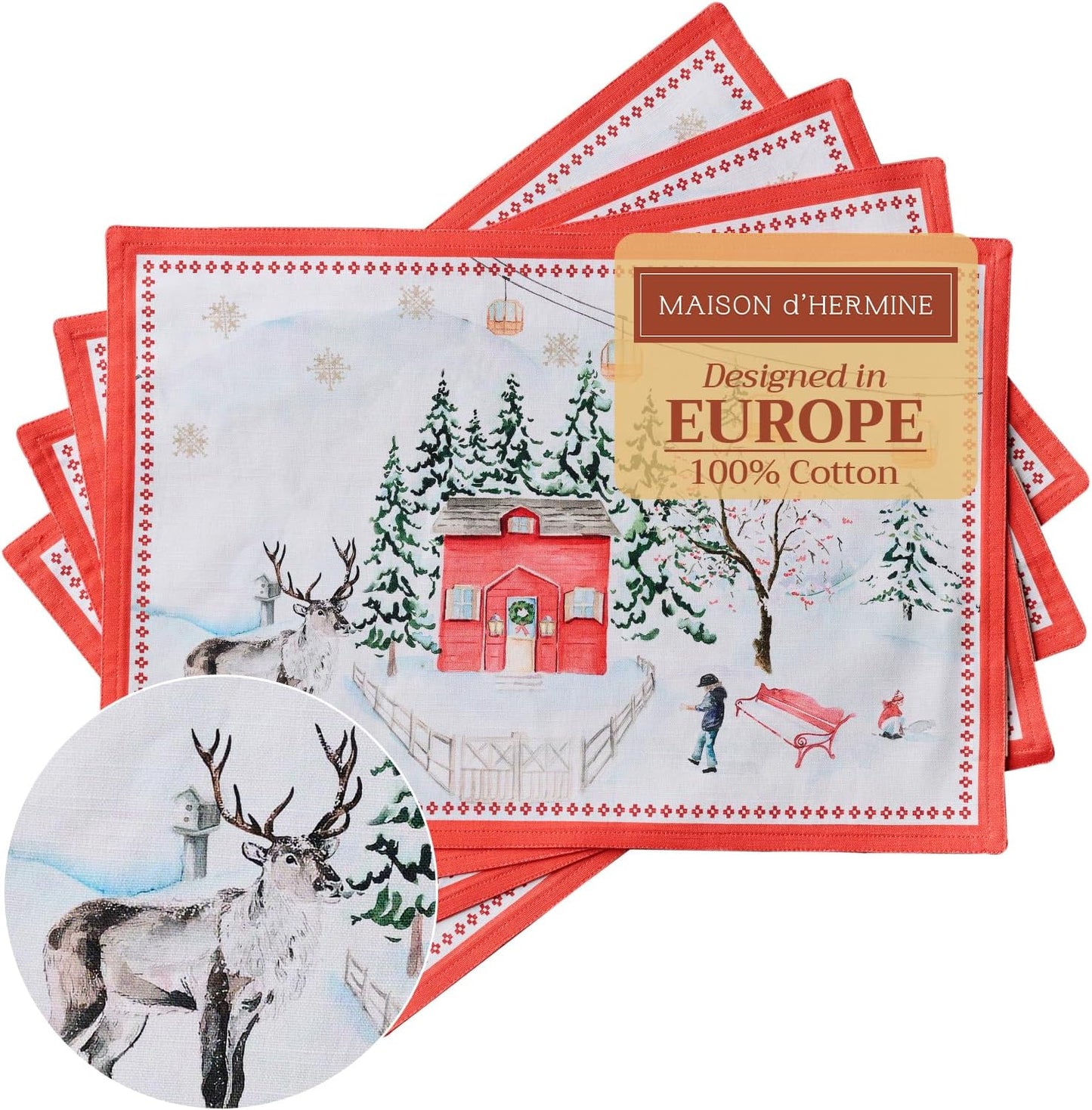 Maison d' Hermine Placemats Set of 4 for Elegant Dining