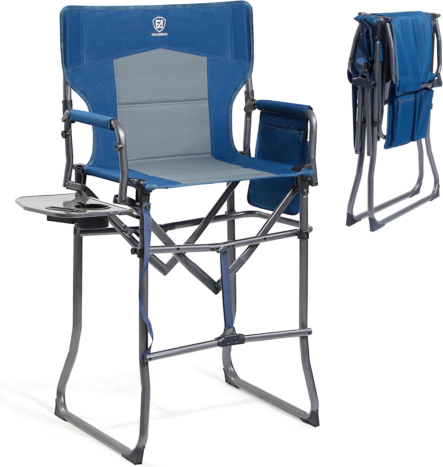 Portable Tall Folding Chair with Side Table for Comfort and Ease
