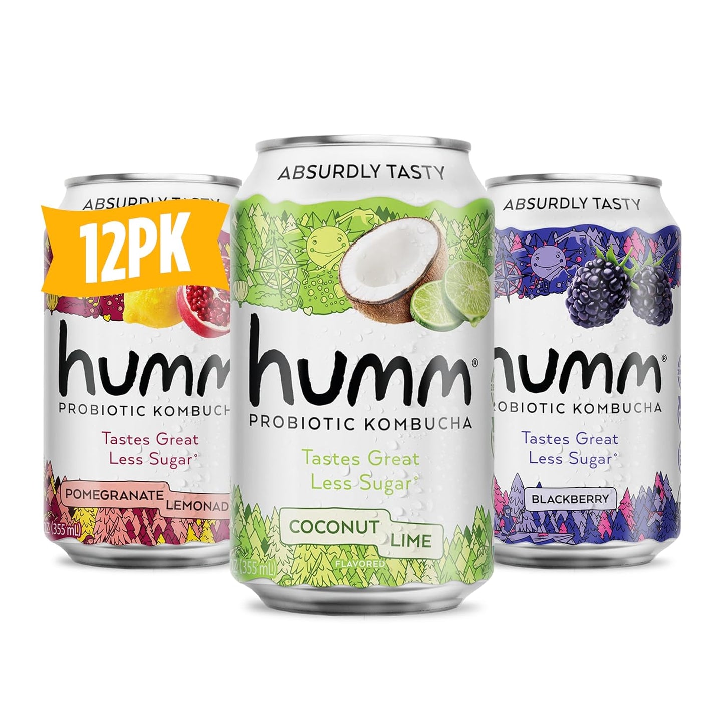Humm Kombucha Paradise Variety 12 Pack for Gut Health