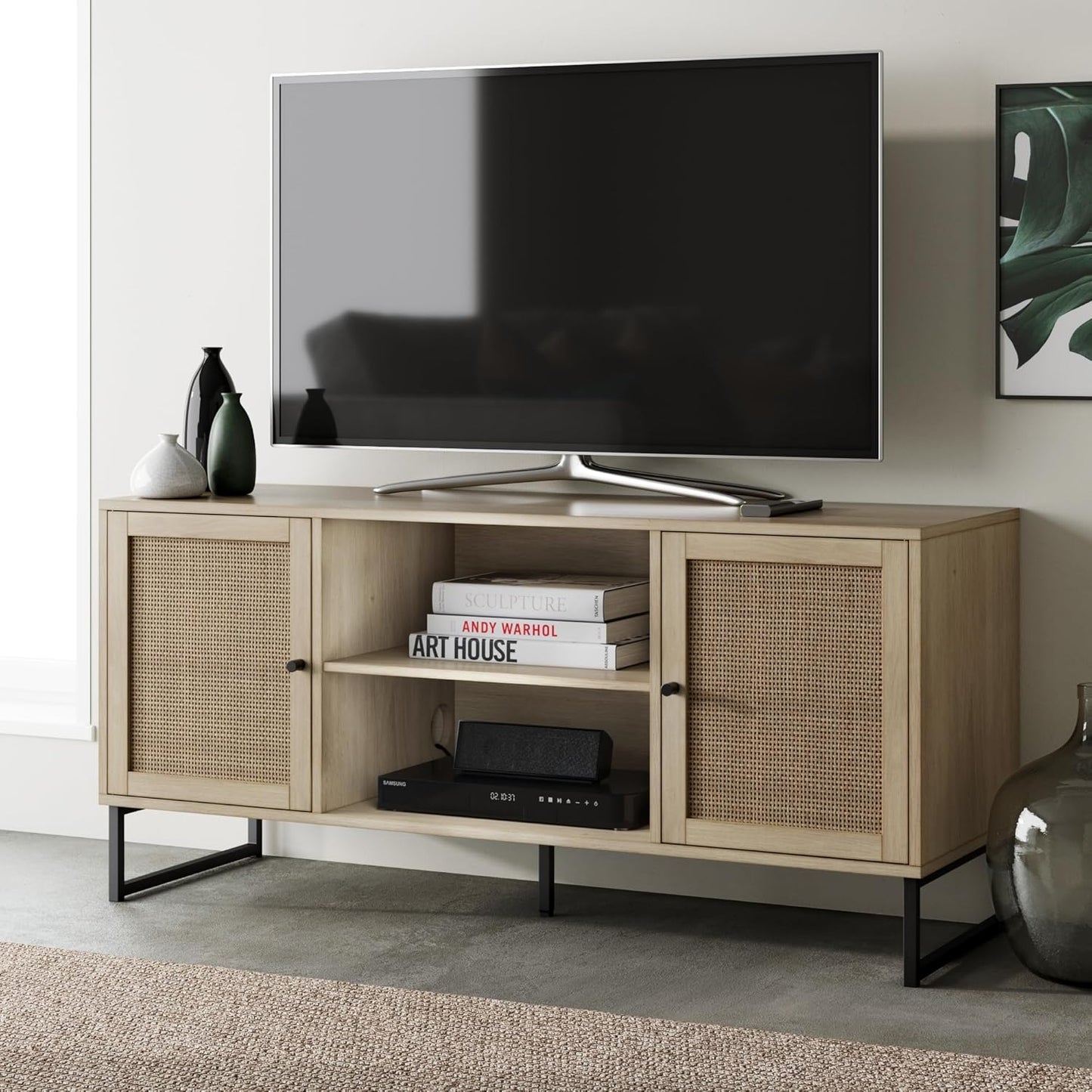 Nathan James Modern Oak TV Stand with Storage