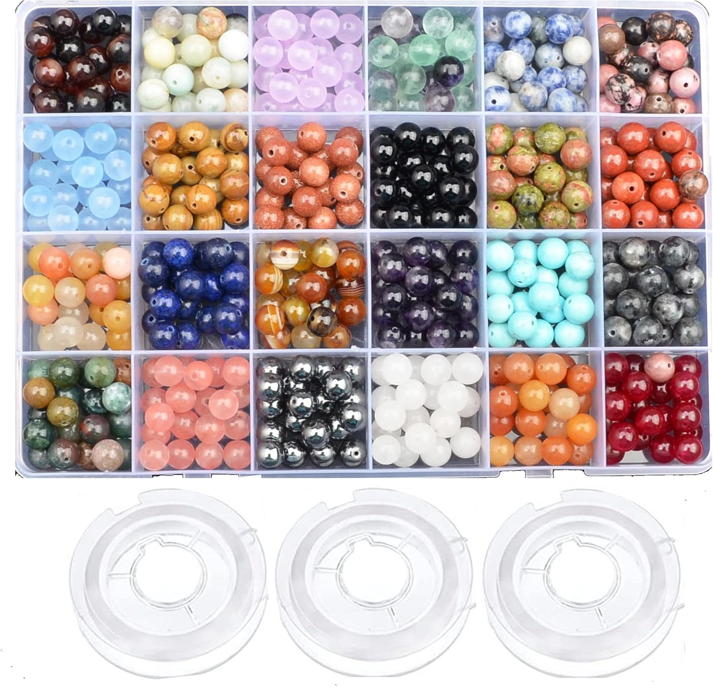 6mm Natural Mixed Materials Gemstones Beads for Jewelry Making