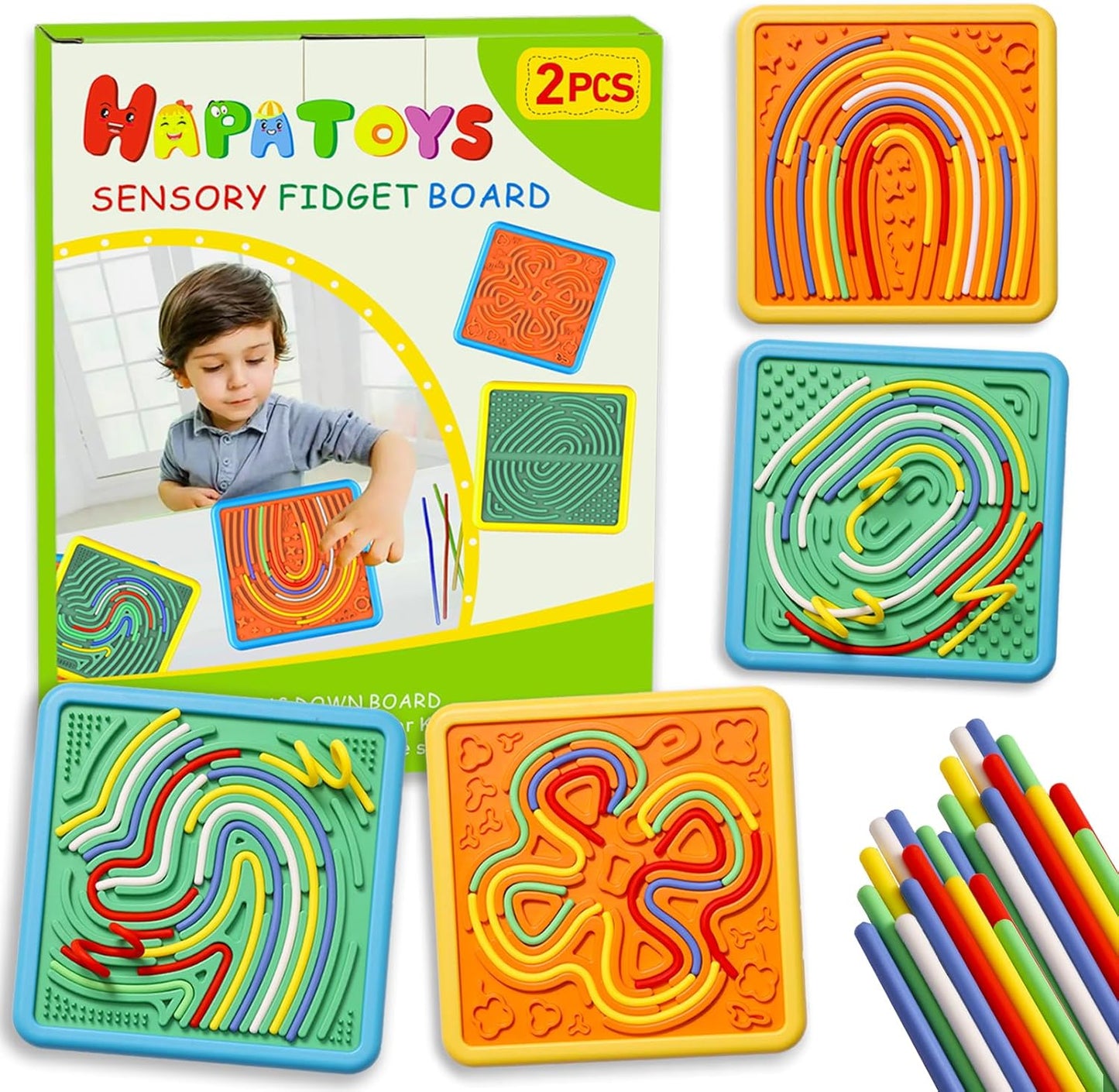 HAPATOYS Sensory Activity Board: 2-in-1 Stress Relief Fun!