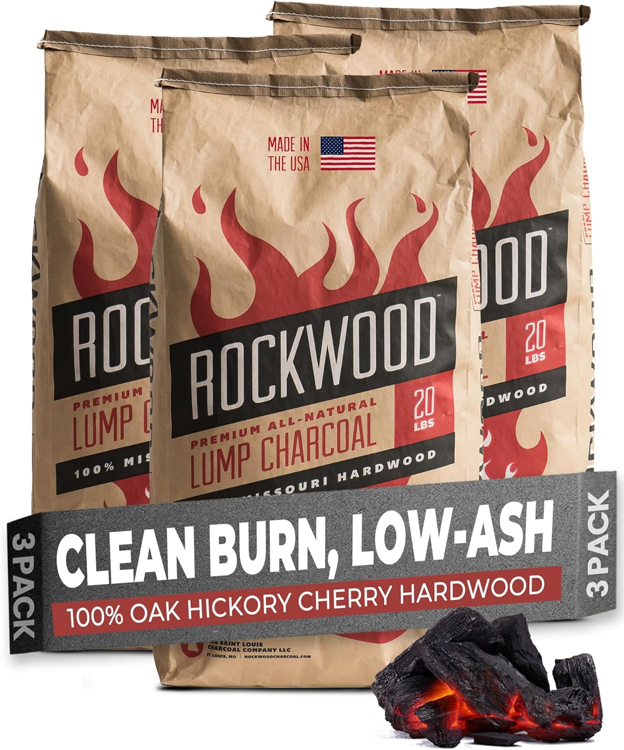 Rockwood Natural Lump Charcoal for High-Heat Grilling & Smoking