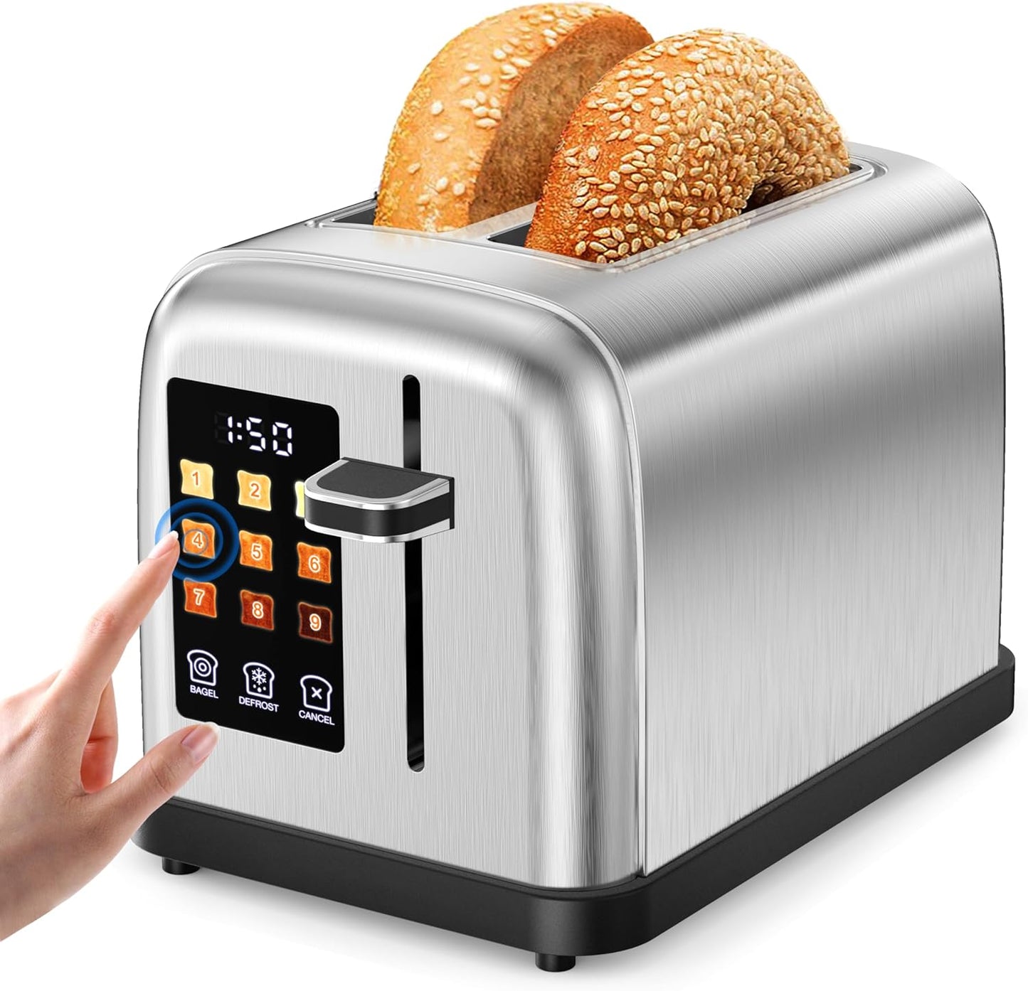 Touch Screen Toaster with LCD Display and 9 Shade Settings