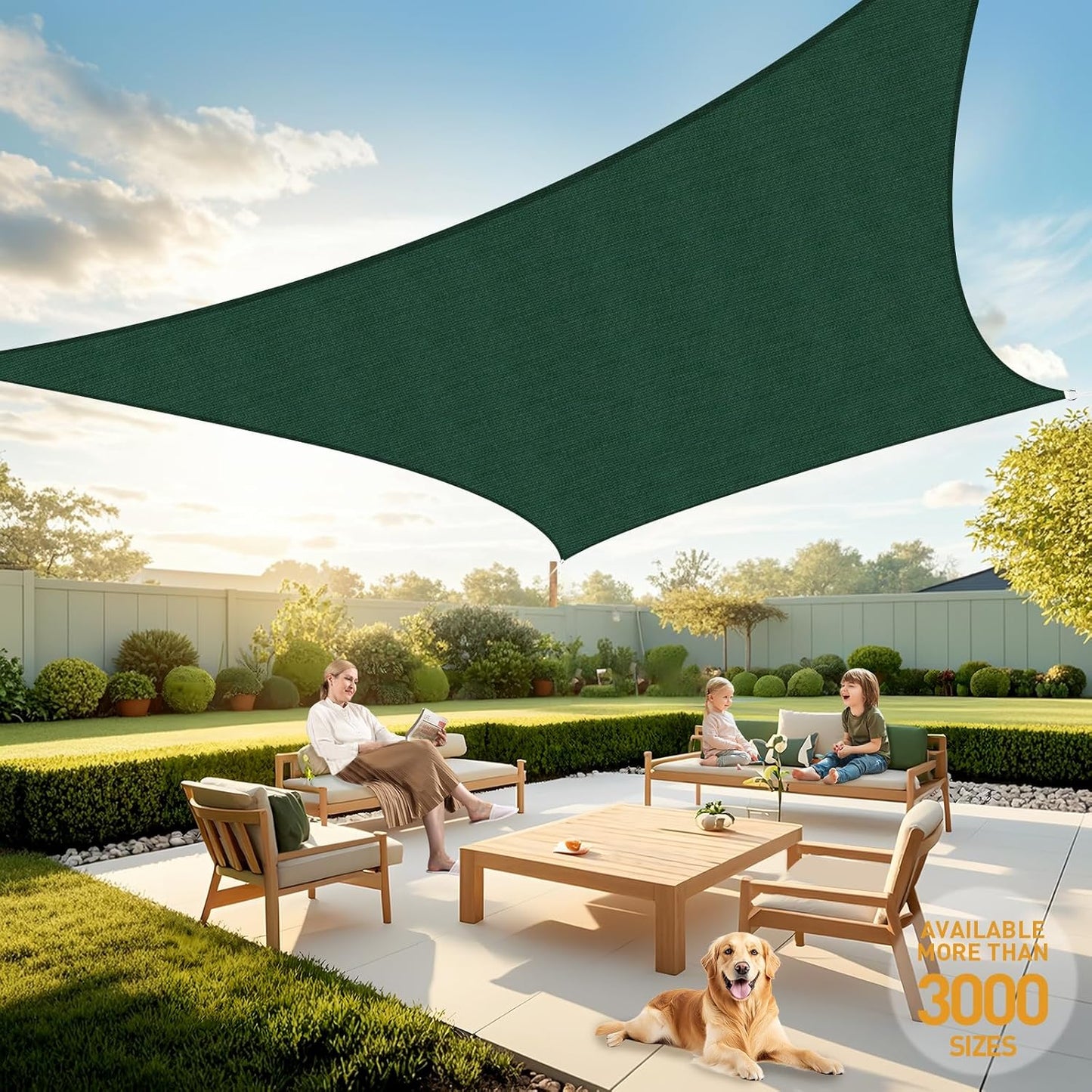 Artpuch Sun Shade Sail 12ftx16ft Dark Green Rectangle for Outdoors