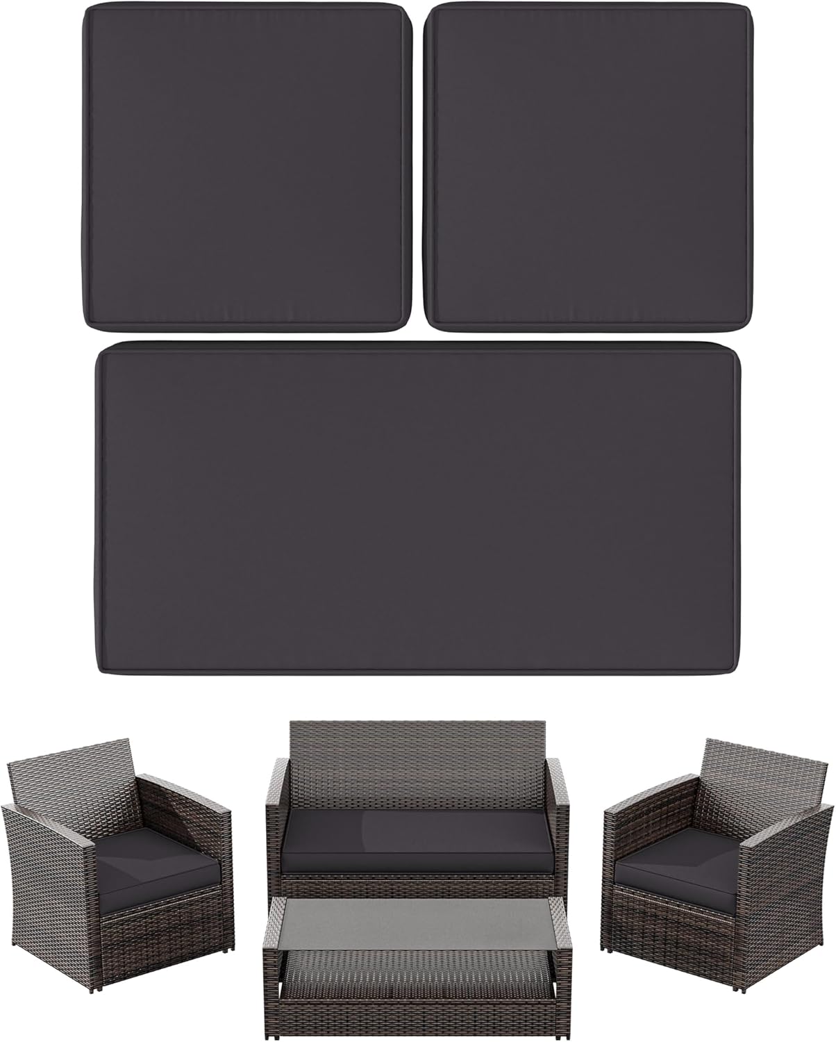 3 Pack Outdoor Patio Seat Cushions Replacement Covers for Wicker