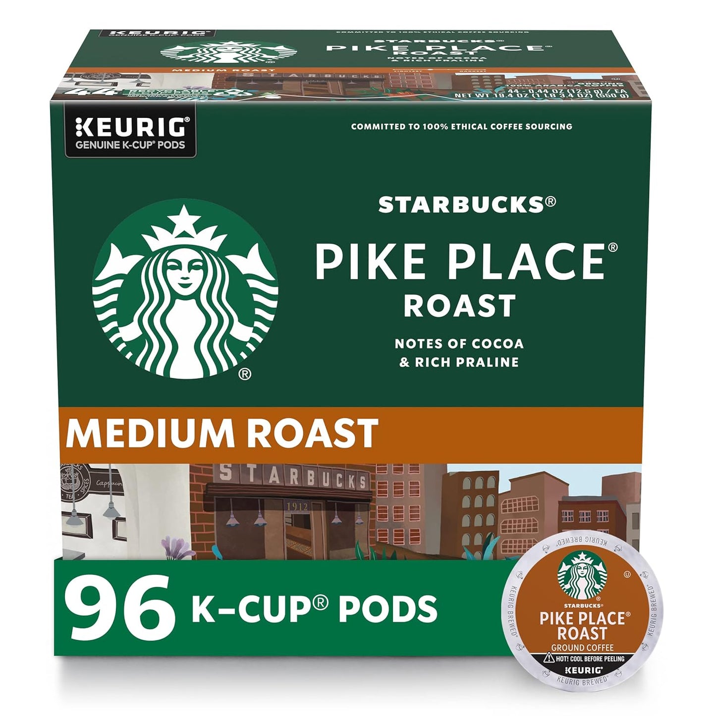 Starbucks Pike Place Roast K-Cup Pods - 100% Arabica, 4 Boxes