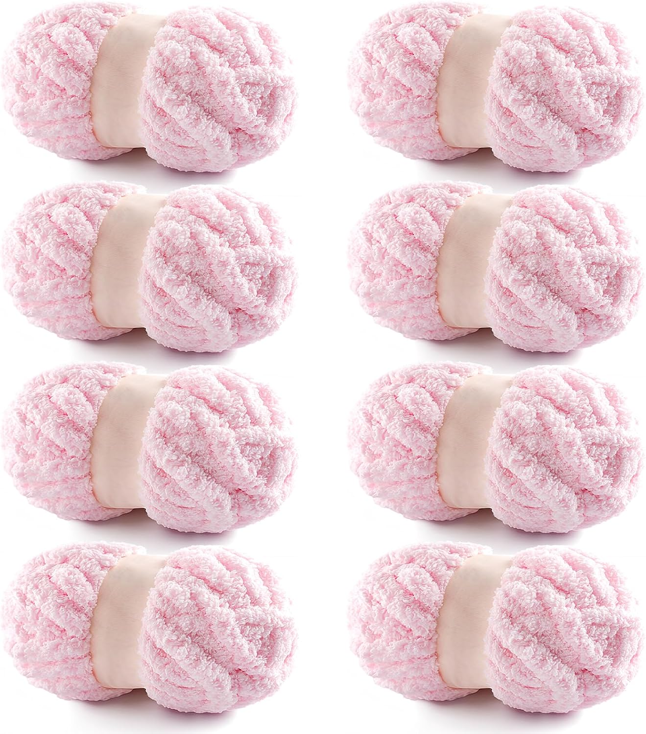 8 Pack Chunky Chenille Yarn for Hand Knitting and Crocheting